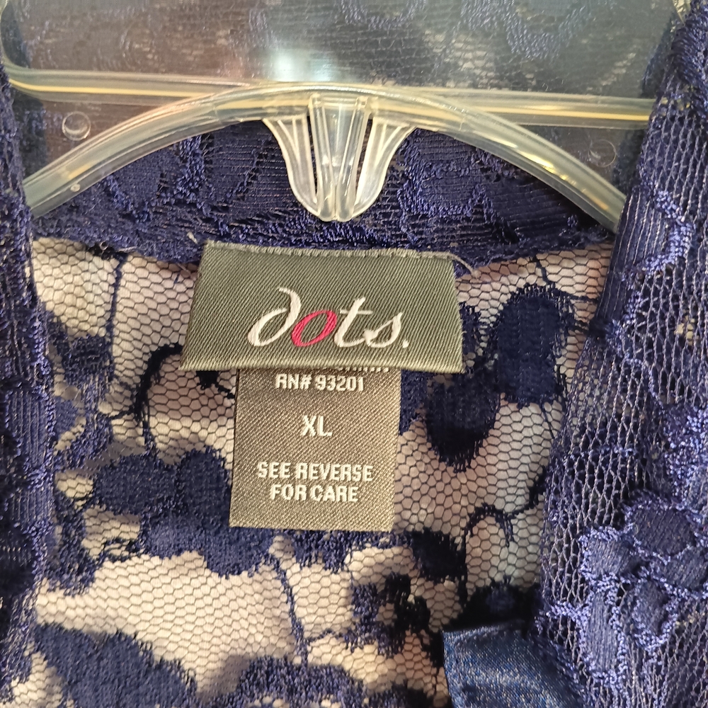 Dots Navy Lace Blouse - Picture 3 of 16